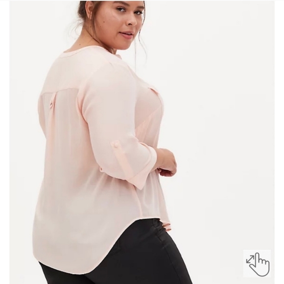 Torrid Blush Pink Harper Georgette Pullover 3/4 Sleeve Blouse Womens Size L (00) - Picture 7 of 12